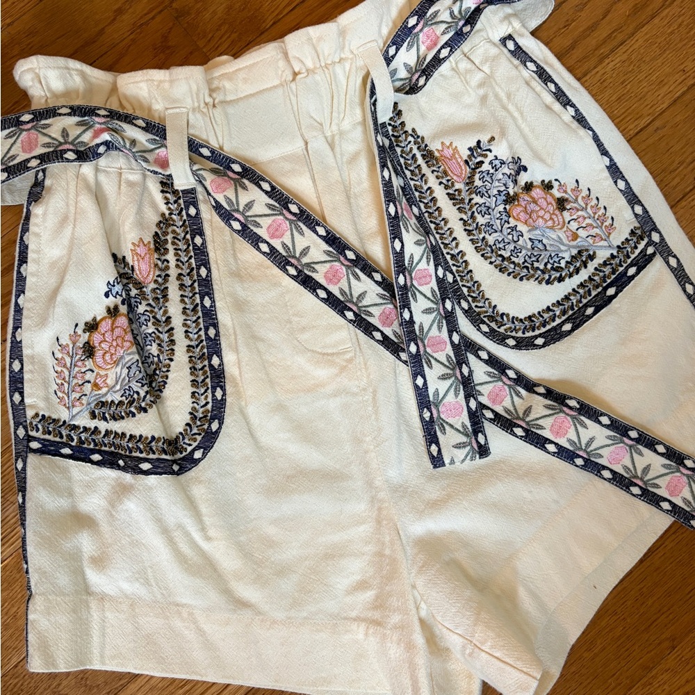 NWOT By Anthropologie Embroidered and beaded shorts